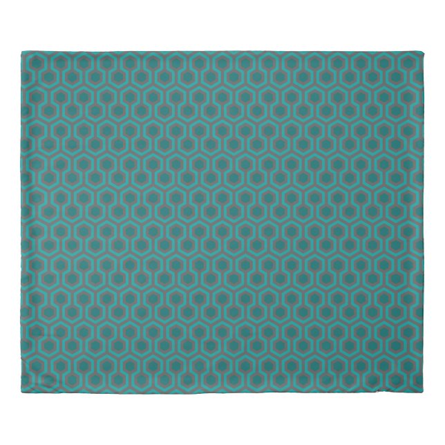 Retro 1970s Teal Turquoise Green Abstract Pattern Duvet Cover (Front)