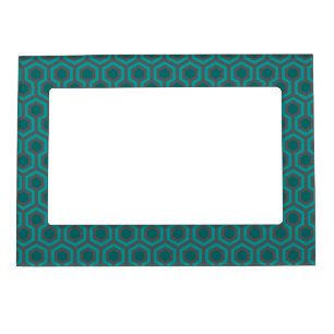 Retro 1970s Teal Turquoise Green Abstract Pattern Magnetic Frame