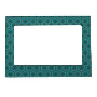 Retro 1970s Teal Turquoise Green Abstract Pattern Magnetic Frame
