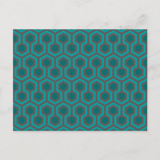 Retro 1970s Teal Turquoise Green Abstract Pattern Postcard