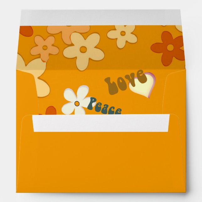 Retro 1970s Theme Floral  Wedding Envelope (Back (Bottom))