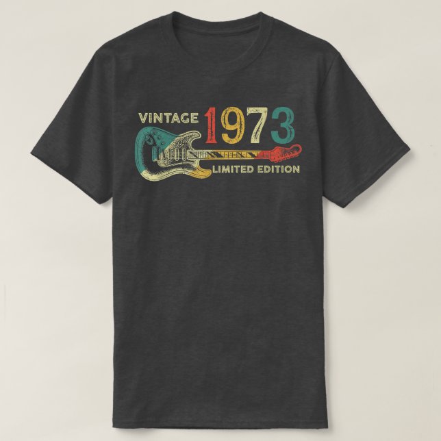 Retro 1973 birthday gift for men Guitar Player 49t T-Shirt (Design Front)