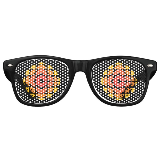Retro 1974 - 1986 on Black Retro Sunglasses (Front)