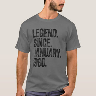Retro 1980 Birthday January Born Legend Since 1980 T-Shirt