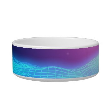 Retro 1980 Synthwave Glowing Neon Lights Landscape Bowl by UDDesign at Zazzle