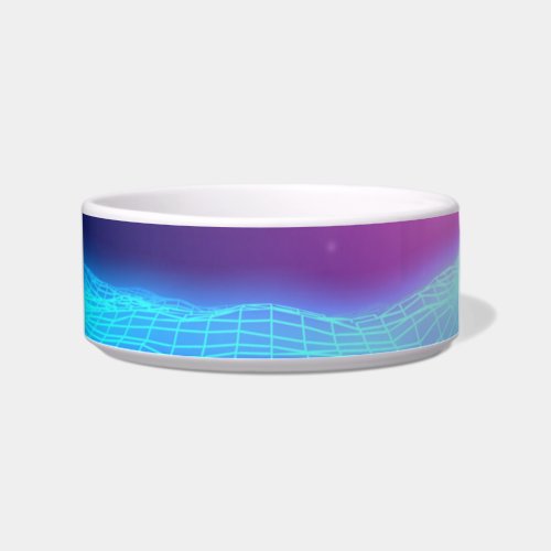 Retro 1980 synthwave glowing neon lights landscape bowl
