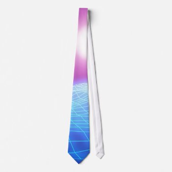 Retro 1980 Synthwave Glowing Neon Lights Landscape Neck Tie by UDDesign at Zazzle