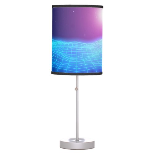 Retro 1980 synthwave glowing neon lights landscape table lamp