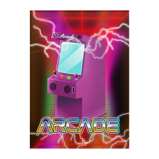Retro 1980s arcade acrylic print (Front)