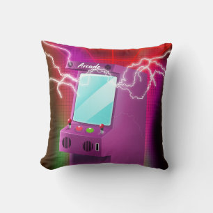 Retro 1980s arcade poster throw pillow