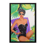 Retro 1980s Beach Girl Pin Up Style Art at Zazzle