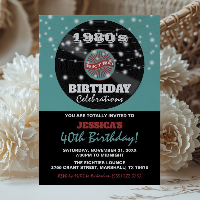Retro 1980's Birthday Celebration Invitation (Creator Uploaded)