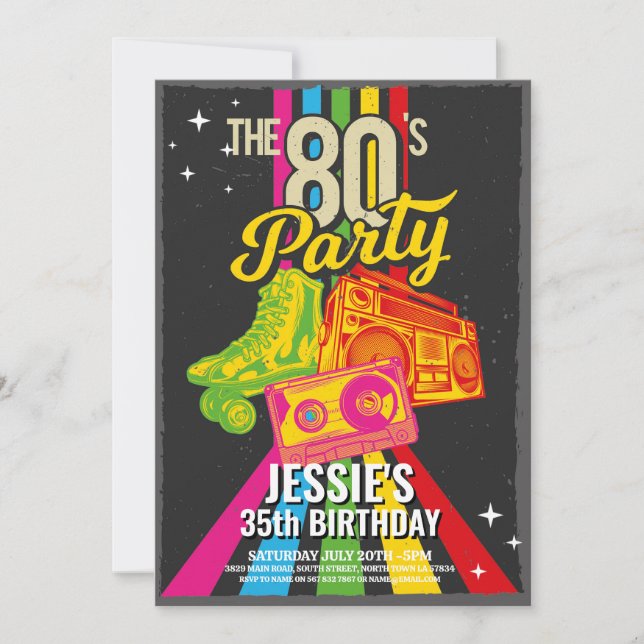 Retro 1980s Birthday Eighties Party  Invitation (Front)