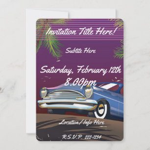 Retro 1980s Car neon poster Invitation