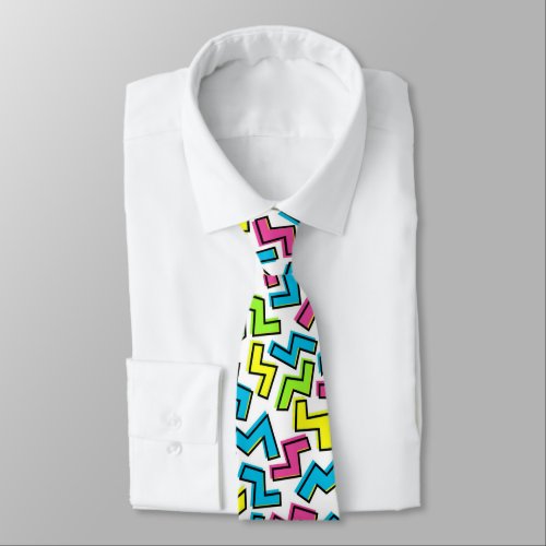 Retro 1980s Cool Cute 80s Memphis Pattern Neck Tie