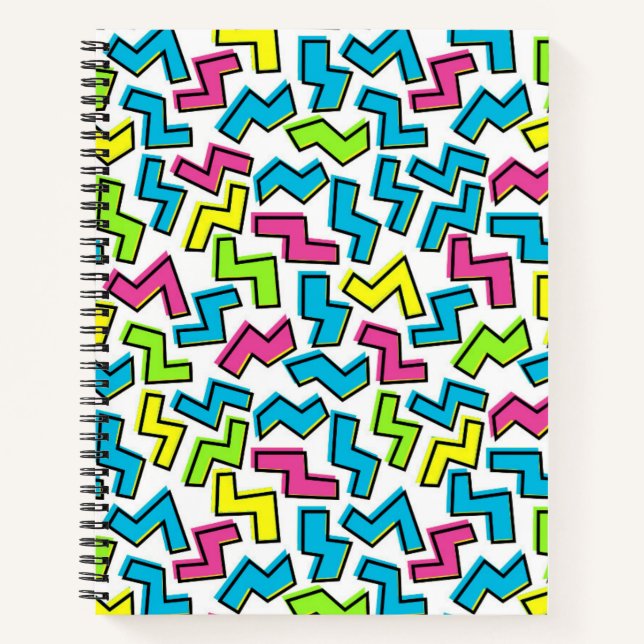 Retro 1980's Cool Cute 80s Memphis Pattern Notebook (Front)