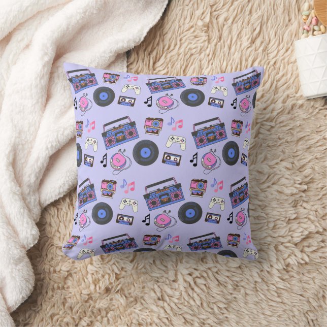 Retro 1980's Era Music Birthday Throw Pillow (Blanket)