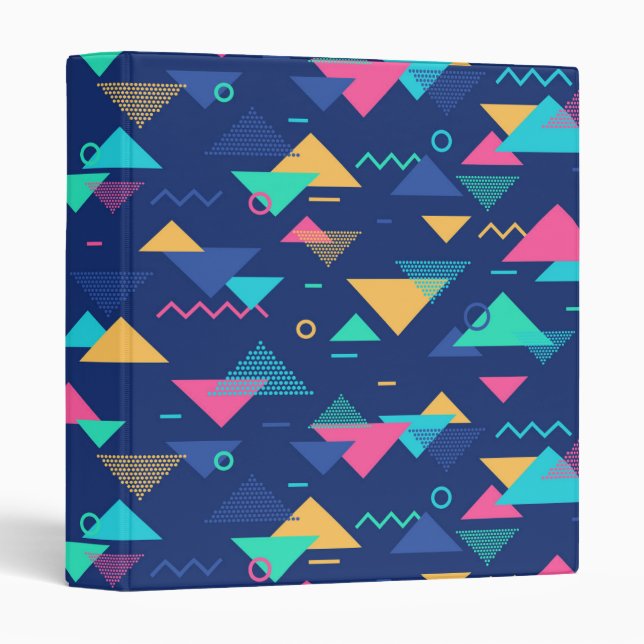 Retro 1980's Pattern 3 Ring Binder (Front/Spine)