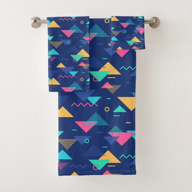 Retro 1980's Pattern Bath Towel Set (Insitu)