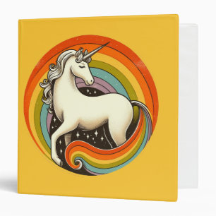 Retro 1980s Rainbow Unicorn 80s Unicorns           3 Ring Binder