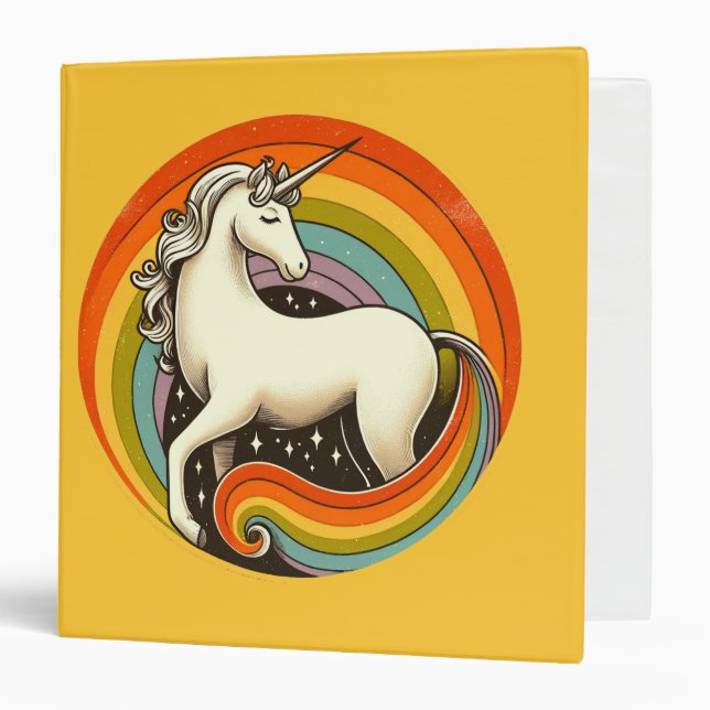 Retro 1980s Rainbow Unicorn 80s Unicorns           3 Ring Binder (Front/Inside)