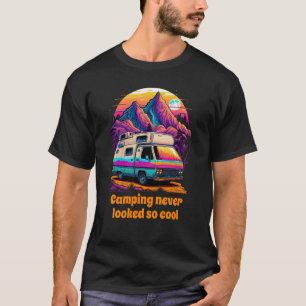 Retro 1980s Synthwave Cool Camping Van Design T-Shirt