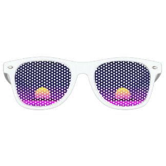 Retro 1980s synthwave glowing neon lights city sunglasses