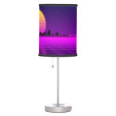 Retro 1980s synthwave glowing neon lights city table lamp (Right)