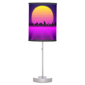 Retro 1980s synthwave glowing neon lights city table lamp (Front)