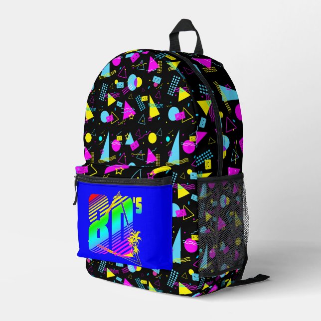 RETRO 1980s TAPE COLORFUL SHAPES  Printed Backpack (Back Corner Right)