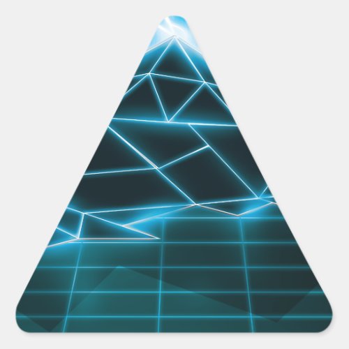 Retro 1980s video game graphic Neon Blue Triangle Sticker