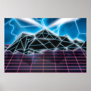 Retro 1980s video game graphic poster