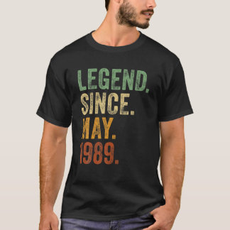 Retro 1989 Birthday May Born Legend Since 1989 T-Shirt
