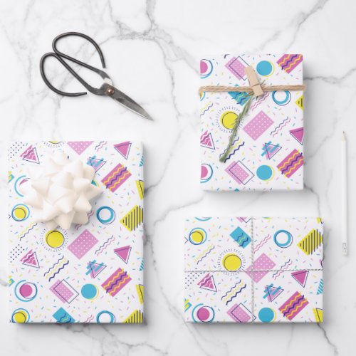 Retro 1990s 1980s Neon Pattern Wrapping Paper