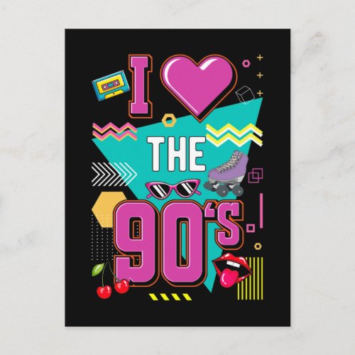 Retro 1990s Radio Music Disco Love 90s Postcard