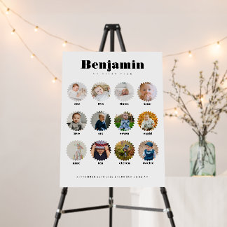 Retro 1st Birthday Baby Milestone Sign w/ Photos