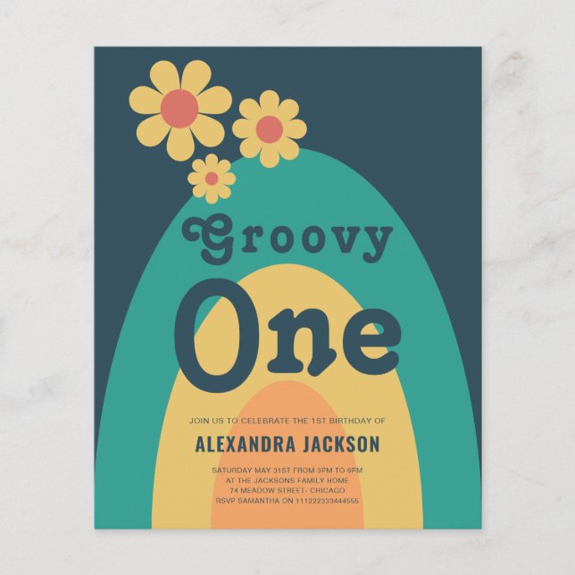 Retro 1st Birthday Party Budget Flyer (Front)