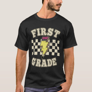 Retro 1st First Grade Teacher Lightning Bolt Penci T-Shirt
