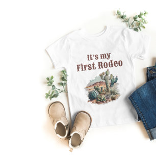 Retro 1st First Rodeo Western Cactus Birthday Baby T-Shirt