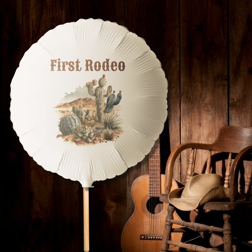 Retro 1st First Rodeo Western Cactus Birthday Balloon