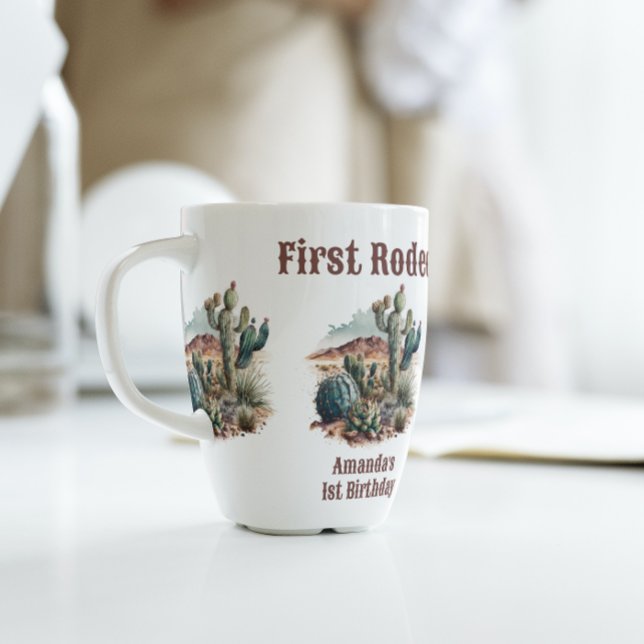 Retro 1st First Rodeo Western Cactus Birthday Coffee Mug (Creator Uploaded)