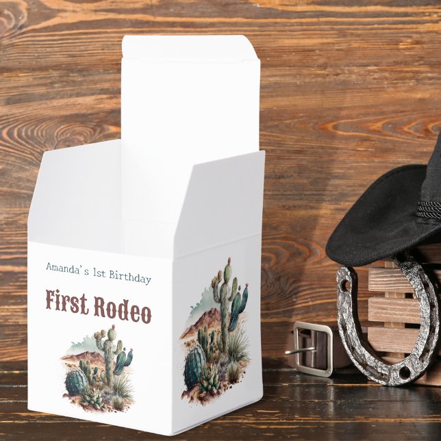 Retro 1st First Rodeo Western Cactus Birthday Favor Boxes (Creator Uploaded)