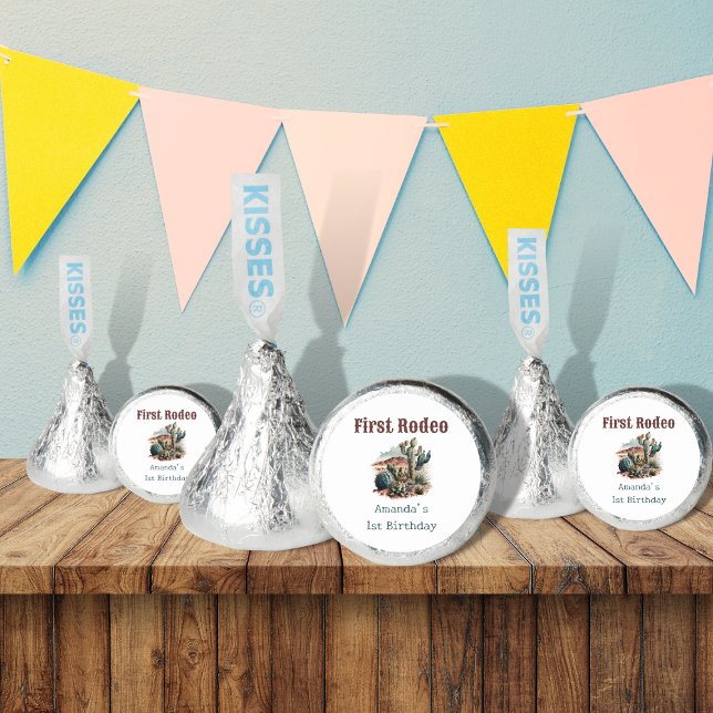 Retro 1st First Rodeo Western Cactus Birthday Hershey®'s Kisses® (Creator Uploaded)