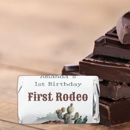 Retro 1st First Rodeo Western Cactus Birthday Hersheys Miniatures