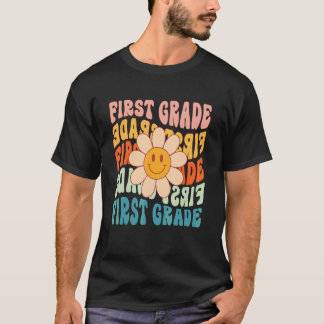 Retro 1st Grade Teacher Daisy Colorful First Grade T-Shirt