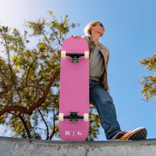 Retro 2000s Hot Pink Custom Monogram Initial Chic Skateboard