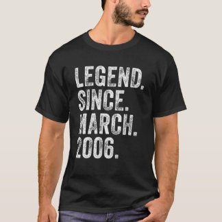 Retro 2006 Birthday March Born Legend Since 2006 T-Shirt