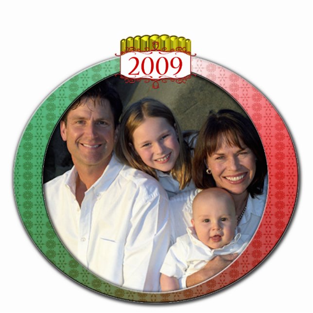 Retro 2009 Family Photo Christmas Ornament (Front)
