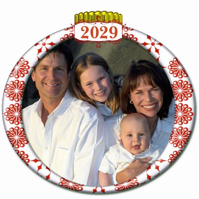 Retro 2009 Family Photo Christmas Ornament (Front)