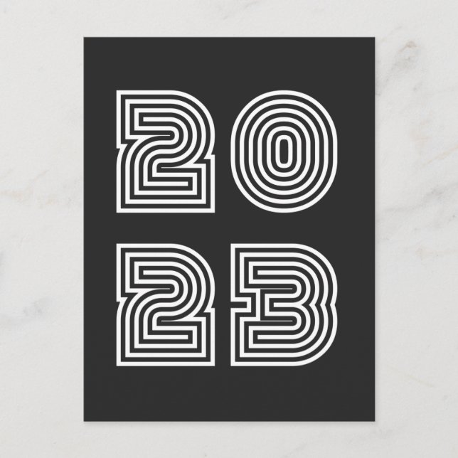Retro 2023 Happy New Year in Lines Style font Postcard (Front)